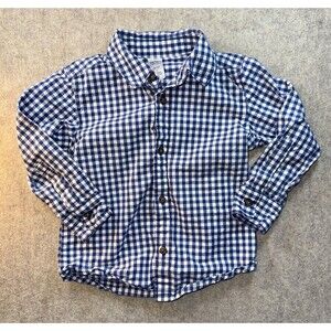 Carters Boys Size 3T Long Sleeve Button Up Blue White Check